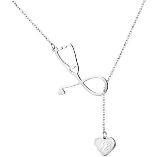 Joycuff Silver Heart Stethoscope Nurse Gifts for Women Medicine Necklaces 26 A-Z Initial Letters Christmas Birthday Gift for Doctor Medical Assistant Student Graduation Joycuff Silver Heart Stethoscope Nurse Gifts for Women Medicine Necklaces 26 A-Z Initial Letters Christmas Birthday Gift for Doctor Medical Assistant Student Graduation