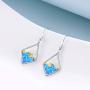 YAFEINI Wave Earrings Sterling Silver Ocean Wave Earrings Created Opal Dangle Drop Earring Ocean Jewelry Beach Gifts for Women