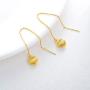 18k Yellow Gold Heart Threader Earring, Solid Gold Dangle Earrings for Women Teens, Fine Jewelry Gifts