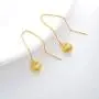 18k Yellow Gold Heart Threader Earring, Solid Gold Dangle Earrings for Women Teens, Fine Jewelry Gifts