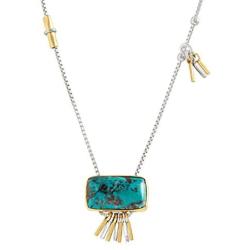 Silpada Turquoise Burst 1 7/8 ct Compressed Turquoise Pendant Necklace in Sterling Silver & Brass