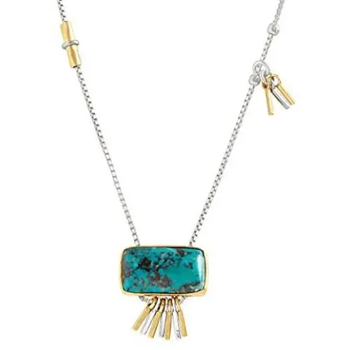 Silpada Turquoise Burst 1 7/8 ct Compressed Turquoise Pendant Necklace in Sterling Silver & Brass Silpada Turquoise Burst 1 7/8 ct Compressed Turquoise Pendant Necklace in Sterling Silver & Brass