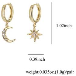 Personality Asymmetric Crystal Star Drop Earrings La Raffine Delicate Joker Moon Style Women Earrings Jewelry