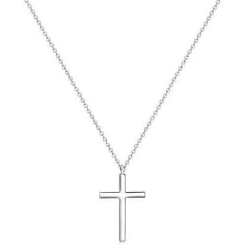Glimmerst Cross Pendant Necklace, 18K Gold Plated Stainless Steel Cross Necklace Simple Small Tiny Cross Pendant Christian Necklace for Women Girls