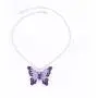 Geroki Purple Butterfly Pendant Necklace Silver Dainty Necklaces Beaded Necklace Chain Jewelry for Women and Girls