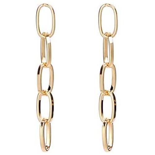 TIANHONGYAN Lightweight Fashion Link Chain Drop Earrings Statement Earrings Elegant Simple Gold Silver Long Metal Tassel Earrings for Women Girls Jewelry
