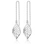 SLUYNZ 925 Sterling Silver Leaf Dangle Earrings for Women Teen Girls Leaf Earring Threader Chain