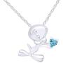 AFFY Bird with Heart Pendant Necklace in 14k White Gold Over Sterling Silver