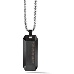 Bulova Mens Precisionist Black-ion Plated Stainless Steel Pendant Necklace with Brown Diamond Accent (Model J98N004)