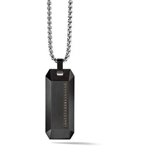 Bulova Mens Precisionist Black-ion Plated Stainless Steel Pendant Necklace with Brown Diamond Accent (Model J98N004) Bulova Mens Precisionist Black-ion Plated Stainless Steel Pendant Necklace with Brown Diamond Accent (Model J98N004)