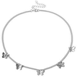 Konpicca Butterfly Necklace Y Pendant Simple Cute Necklaces Long Multilayer Chain Fashion Jewelry Women Girls Gift for Her