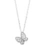 Sterling Silver Cute Butterfly Necklace for Women Teen Girls Kids Crystal Cubic Zirconia Charm Dainty Small Pendant Choker Necklace Adjustable Chain 18'' Fashion Jewelry