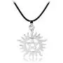 RUIZHEN Silver Supernatural Star Pentacle Pentagram Sun Pendant Men Necklace Wicca Pagan Jewelry Leather Rope Chain