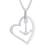 White Natural Diamond Heart & Anchor Pendant Necklace in 14k Gold Over Sterling Silver (0.1 Ct)