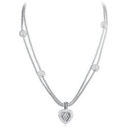 UNY Designer Inspired Classic Elegant Cable Wire Heart Women Jewelry Sets Short Necklace 40cm and Earring