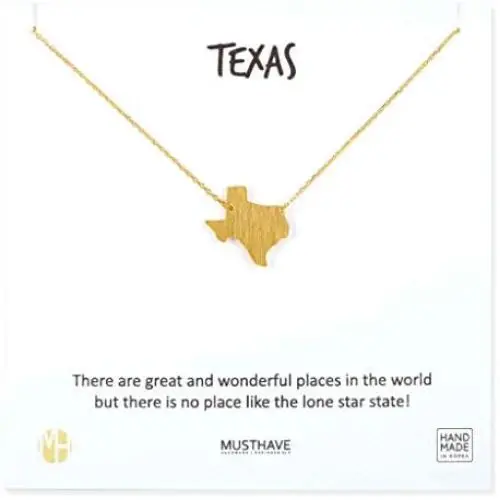 MUSTHAVE Texas 18K Gold Plated Necklace with Message Card, Yellow Gold Color, Anchor Chain, Best Gift Necklace, Size 16 inch + 2 inch Extender, Texas Pendant, Gift Card MUSTHAVE Texas 18K Gold Plated Necklace with Message Card, Yellow Gold Color, Anchor Chain, Best Gift Necklace, Size 16 inch + 2 inch Extender, Texas Pendant, Gift Card