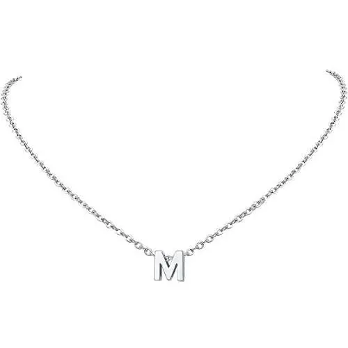 FindChic Tiny Initial/Round Oil Diffuser Locket Necklace for Women Girls 18K Gold/Platinum Plated Dainty Letter A to Z Charm Necklace Personalized Jewelry Gift for Friends Family
