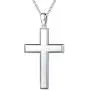 FANCIME White Gold Plated 925 Solid Sterling Silver High Polished Mens Big Large Cross Crucifix Pendant Long Necklace Fine Jewelry For Men Father Boyfriend, 20-INCH