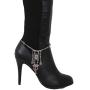 TFJ Women Ethnic Fashion Bling Jewelry Boot Bracelet Antique Silver Metal Chain Shoe Anklet Purple Star Charm