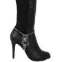 TFJ Women Ethnic Fashion Bling Jewelry Boot Bracelet Antique Silver Metal Chain Shoe Anklet Purple Star Charm