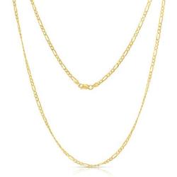 Authentic 3mm Solid Sterling Silver Gold Plated Figaro Link .925 ITProLux Necklace Chain, 16'' - 30'', Silver Chain for Men & Women, Made In Italy