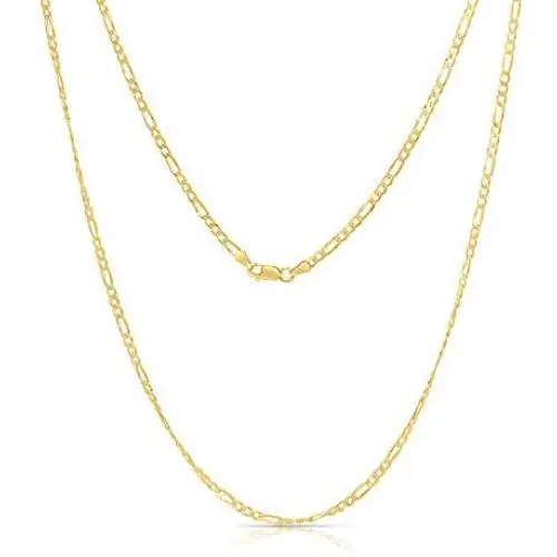 Authentic 3mm Solid Sterling Silver Gold Plated Figaro Link .925 ITProLux Necklace Chain, 16'' - 30'', Silver Chain for Men & Women, Made In Italy Authentic 3mm Solid Sterling Silver Gold Plated Figaro Link .925 ITProLux Necklace Chain, 16'' - 30'', Silver Chain for Men & Women, Made In Italy