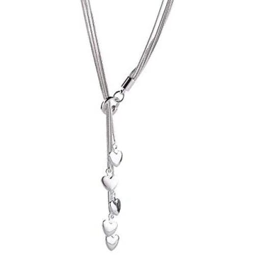 SOSUO 925 Sterling Silver Five-line Chain with Five-Heart Necklace