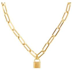 14k Gold Lock Necklace for Women | Stylish Padlock Necklace for Women | Lock Chain Necklace for Women | Gold Chain Necklaces for Women, Statement Necklace, Chain Lock Necklace, Jewelry With a Purpose