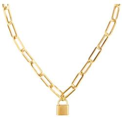 14k Gold Lock Necklace for Women | Stylish Padlock Necklace for Women | Lock Chain Necklace for Women | Gold Chain Necklaces for Women, Statement Necklace, Chain Lock Necklace, Jewelry With a Purpose