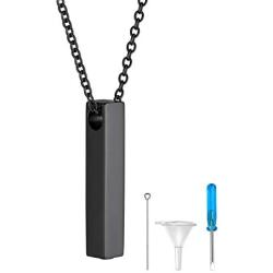 FindChic Personalized Urn Necklaces for Ashes Dainty Vertical Bar/Moon Cat/Sand Clock/Heart Pendant Customized Text Engraving/Photo Necklace Stainless Steel/18K Gold Plated Keepsake Cremation Jewelry