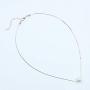 TseanYi Tiny Pearl Pendant Necklace Silver Floating Pearl Chain Necklace Choker Minimal Boho Collarbone Necklace Jewelry for Women and Girls (Silver)