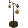 Real Bronze Duo Leaf Filigree Ball Drop Dangle Earrings Fish Hook Bronze Jewelry Gifts