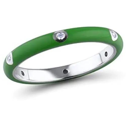 Santuzza 925 Sterling Silver Handmade Enamel Colorful Stackable Ring White Cubic Zirconia Eternity Rings for Women Girls Santuzza 925 Sterling Silver Handmade Enamel Colorful Stackable Ring White Cubic Zirconia Eternity Rings for Women Girls