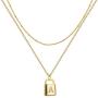 A-Z Initial Letters Pendant Lock Necklace Yellow 18K Gold Plated Alphabet Name Necklace Personalized Dainty Charms Double Multilayer Necklace Bead Chain Choker Necklace Jewelry Gift for Women or Girls