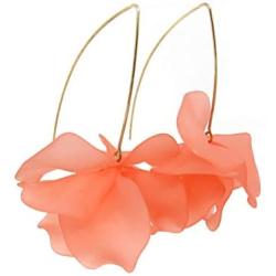 Pink Peach Flower Petal Resin Long Bohemian Drop Dangle Earrings-perfect for gift, women, girls