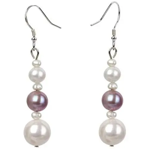 YACQ Womens Sterling Silver 9-9.5mm Freshwater Cultured Pearl Triple Dangle Earrings - 2 Inch - Handmade Jewelry YACQ Womens Sterling Silver 9-9.5mm Freshwater Cultured Pearl Triple Dangle Earrings - 2 Inch - Handmade Jewelry