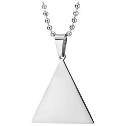 COOLSTEELANDBEYOND Mens Womens Steel Triangle Pyramid Pendant Necklace, Two-Side Polished and Satin, 23.6 in Chain