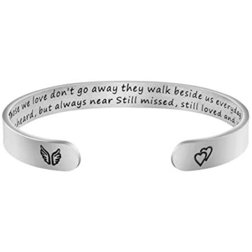 MEMGIFT Inspirational Bracelets for Women Encouragement Motivational Stainless Steel Cuff Bangle Christmas Birthday Gifts for Her Engraved Secret Message Mantra Jewelry