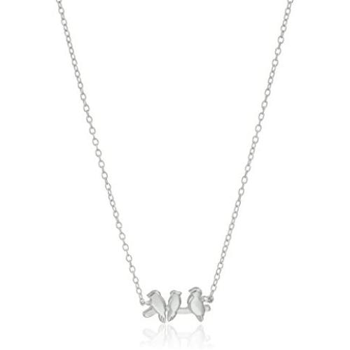 Sterling Silver Birds on a Branch Necklace, 16''+2'' Extender