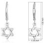 Marina Meiri Sterling Silver Star of David Dangle Hanging Earrings with Leverback Clasp Hook