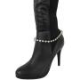 TFJ Women Western Jewelry Boot Bracelet Metal Chain Rhinestones String Shoe Charm Silver Color