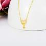 18k Gold Double Heart Necklace, Cubic Ziconia Heart and Star Pendant, Fine Gold Jewelry for Women, 17''