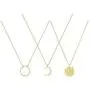 3 Pcs Round Gold or Silver Coin Pendant Necklace for Women Girls Simple Small Full Moon Minimalist Geometric Disk Circle Chain Delicate Choker Jewelry Gifts for Mother Girlfriend Best Friend