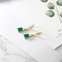 Gem Stone King 4.50 Ct Green Simulated Emerald White Simulated Opal 18K Yellow Gold Plated Silver Earrings