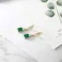 Gem Stone King 4.50 Ct Green Simulated Emerald White Simulated Opal 18K Yellow Gold Plated Silver Earrings
