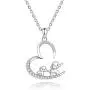 925 Sterling Silver Lucky Elephant Mother Daughter Open Heart Pendant Necklace Jewelry Gift for Women Girls Mom