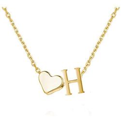 Joctly Tiny Initial Heart Necklace for Women Dainty Gold Plated A-Z Letter Love Pendant Choker Necklace