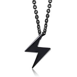 BEANS Stainless Steel Classic Vintage Antique Lightning Bolt Pendant Necklace for Men Women,Free Chain 20 Inches