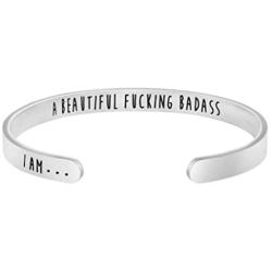 Joycuff Funny Gift for Women Inspirational Bracelet Mantra Cuff Friend Encouragement Jewelry for Daughter Sister Wife Mom Friendship