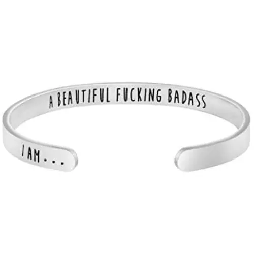 Joycuff Funny Gift for Women Inspirational Bracelet Mantra Cuff Friend Encouragement Jewelry for Daughter Sister Wife Mom Friendship